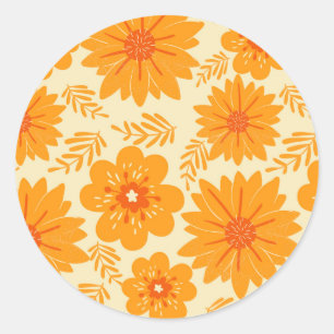 Retro Vintage Mitte des Jahrhunderts Orangefarbene Runder Aufkleber