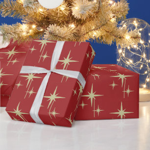 Retro Vintage Mittelalter Zwinkernde Atomsterne Geschenkpapier