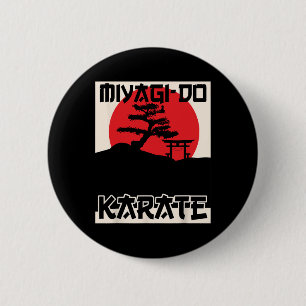 Retro Vintage Miyagi-do Karate Leben Bonsai Baum M Button