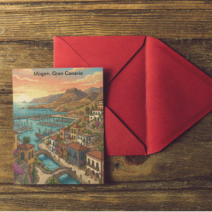 Retro Vintage Mogan Gran Canaria Kanarische Inseln Postkarte