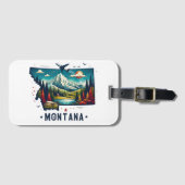 Retro Vintage Montana Staatskarte Gepäckanhänger (Vorderseite (Horizontal))