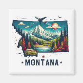 Retro Vintage Montana Staatskarte Magnet (Vorne)
