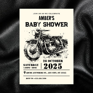 Retro-Vintage-Motorrad-Custom-Biker-Baby-Party Einladung