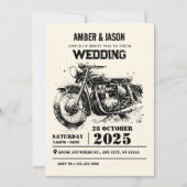 Retro Vintage Motorrad-Hochzeit Einladung (Vorderseite)
