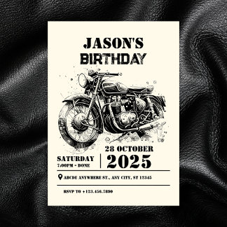 Retro Vintage Motorrad individuell Biker Geburtsta Einladung