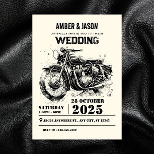 Retro Vintage Motorrad individuell Biker-Hochzeit Einladung