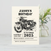Retro Vintage Motorrad-Sonderfahrer Geburtstag Einladung (Stehend Vorderseite)