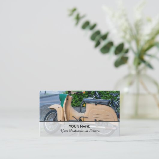 Retro Vintage Motorradrestaurierungsexperten busi Visitenkarte (Stehend Vorderseite)