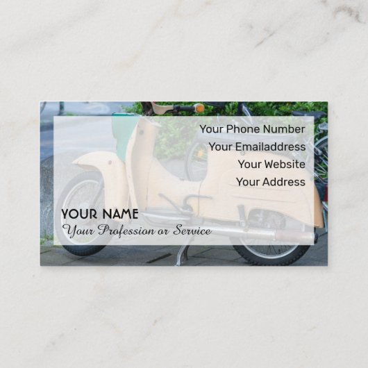 Retro Vintage Motorradrestaurierungsexperten busi Visitenkarte (Rückseite)