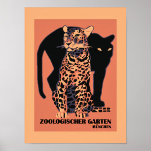 Retro Vintage München Zoo Großkatzen Poster