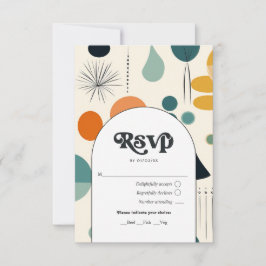 Retro Vintage Muster und Typografie Hochzeit RSVP Karte