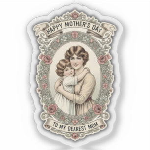 Retro Vintage Muttertag Mutter & Kind Aufkleber