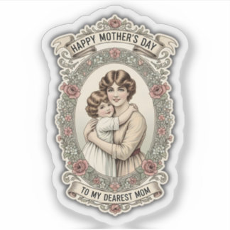 Retro Vintage Muttertag Mutter & Kind Aufkleber