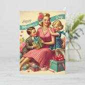 Retro Vintage Muttertagskarte Feiertagskarte (Stehend Vorderseite)