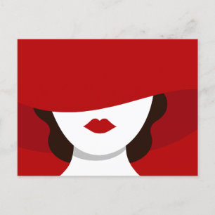 Retro Vintage-Mysterium Frau königliches Rot Postkarte