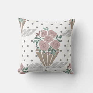 Retro-vintage nahtloses florales Blumen-Polka-Dot- Kissen