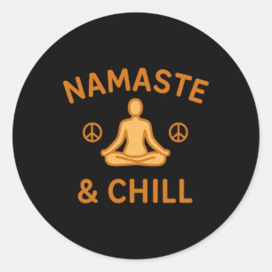 Retro Vintage Namaste And Chill Meditation Und Yog Runder Aufkleber