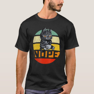 Retro Vintage Nein Fauler Schwarzer Katze Haustier T-Shirt