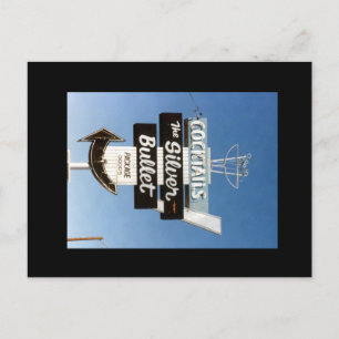 Retro-Vintage-Neon-Schild. Postkarte