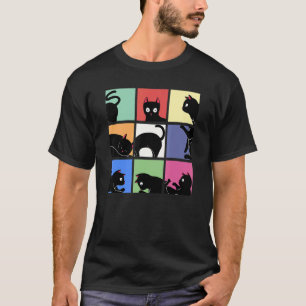 Retro Vintage neugierige Katze Meme Katzen Mama Pa T-Shirt