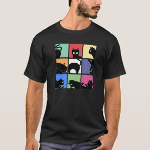Retro Vintage neugierige Katze Meme Katzen Mama Pa T-Shirt
