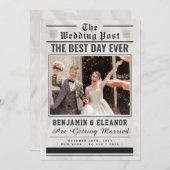 Retro Vintage Newspaper Wedding Invitation (Vorne/Hinten)