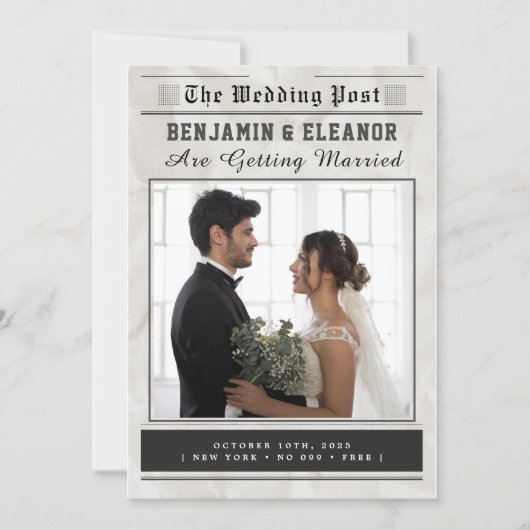 Retro Vintage Newspaper Wedding Invitation (Vorderseite)