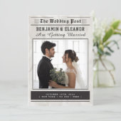 Retro Vintage Newspaper Wedding Invitation (Stehend Vorderseite)
