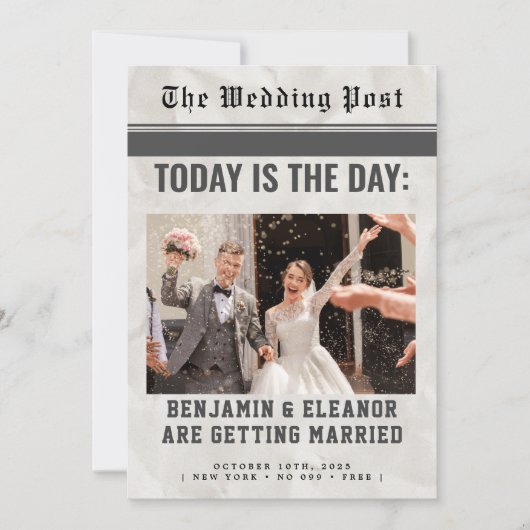 Retro Vintage Newspaper Wedding Invitation (Vorderseite)