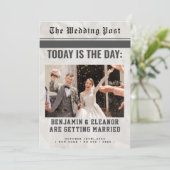 Retro Vintage Newspaper Wedding Invitation (Stehend Vorderseite)