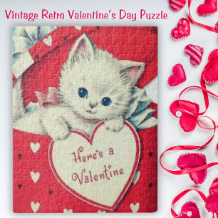 Retro Vintage Niedliche Kitten Valentinstag Puzzle