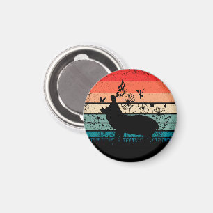 Retro Vintage Nilpferd Hippopotamus Hippo-Fan Magnet