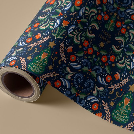 Retro Vintage nordische Weihnachten Geschenkpapier