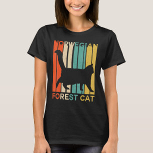 Retro Vintage Norwegische Waldkatze Silhouette Nor T-Shirt
