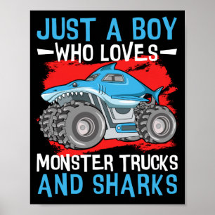 Retro Vintage Nur Ein Junge Der Monster Trucks Lie Poster