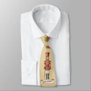 Retro-Vintage-Nussknacker-Frohe-Weihnachten-Muster Krawatte
