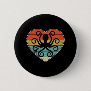 Retro Vintage-Oktopus Liebesherz Valentins Zooaufs Button