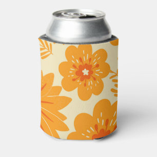 Retro Vintage Orange Botanisches Blumenmuster Herb Dosenkühler
