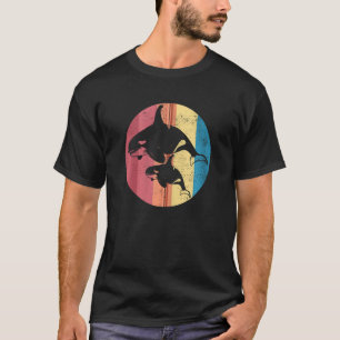 Retro Vintage Orca Wal Endangered Art Sonnenunterg T-Shirt