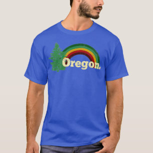 Retro Vintage Oregon Rückblick Regenbogen abgenutz T-Shirt