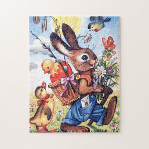 retro-vintage-Oster-Engel-Feiertags-Puzzle Puzzle