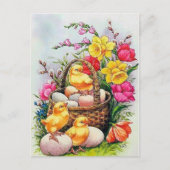Retro Vintage Osterferien-Küken Postkarte (Vorderseite)