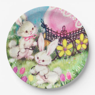 Retro-Vintage-Osterhase Feiertag Pappteller
