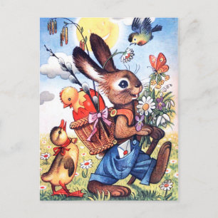 Retro-Vintage-Osterhase-Feiertagspostkarte Feiertagspostkarte