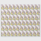 Retro-Vintage-Osterhase-Küken Geschenkpapier (Flach)