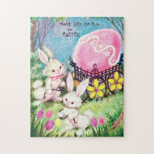 retro-vintage-Osterhasen Feiertag Puzzle