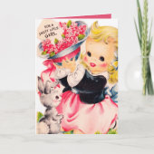 Retro-Vintage Ostermädchen Feiertagskarte (Vorderseite)