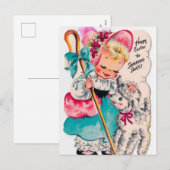 Retro Vintage Ostern-Mädchen Feiertagspostkarte (Vorne/Hinten)