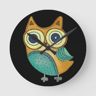 Retro Vintage Owl Runde Wanduhr