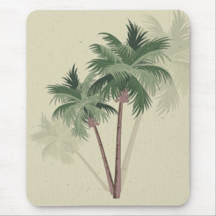 Retro Vintage Palmen auf blassem Grün Mousepad